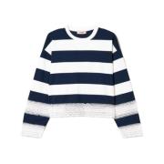 Twinset Randig och spetsig dam sweat twinset Blue, Dam