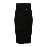 Alaïa Svart Stretch Ull Pennkjol Black, Dam