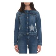 Liu Jo Denim harrington jacket Blue, Dam