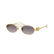 Miu Miu Dam Oval Guld Solglasögon Yellow, Dam