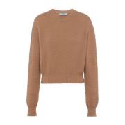 Prada Kamel Cashmere Triangle Logo Sweater Brown, Dam