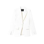 Twinset Satinblazer med knappstängning White, Dam