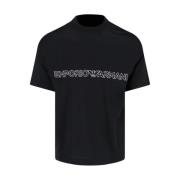 Emporio Armani Svart Logotyp Bomull T-shirt Black, Herr