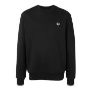 Fred Perry Svart Logo Crewneck Sweatshirt Black, Herr