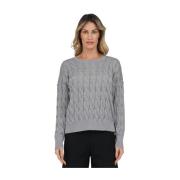 Alpha Studio Round-neck Knitwear Gray, Dam