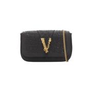 Versace Tyg crossbodyvskor Black, Dam