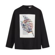 Agnona Tryckt bomull T-shirt Black, Dam