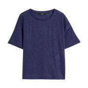 Max Mara Weekend Linne T-shirt med sidslitsar Blue, Dam