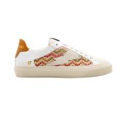 Stokton Beige/Vit Läder Sneaker med Jute Detalj Multicolor, Dam