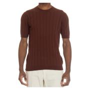 Tagliatore Brun Ribbstickad T-shirt Brown, Herr