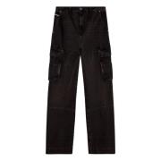 Diesel Straight Jeans - D-Fish Black, Herr