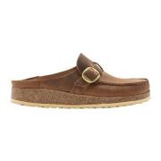 Birkenstock Cognac Oljad Big Buckle Muldyr Brown, Dam