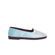 Scarosso Sammet Ballerina Skor Blue, Dam