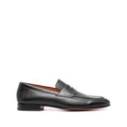 Santoni Svart Kalvskinn Penny Slot Slip-On Black, Herr