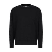 Emporio Armani Jacquard O-Neck Långärmad Jumper Black, Herr