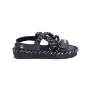 Chanel Vintage Pre-owned Laeder sandaler Black, Dam