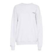 Ball Grafiskt Tryck Sweatshirt Vit Melange Gray, Dam