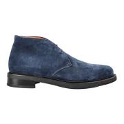 Santoni Italienska Läder Snörskor Blue, Herr