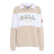 Ball Broderad Sweatshirt Löst Passform Fossil Beige, Dam