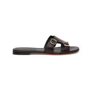 Santoni Flat Sandals Brown, Dam