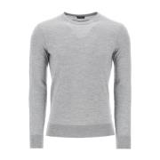 Ermenegildo Zegna Mysig Stickad Pullover Tröja Gray, Herr