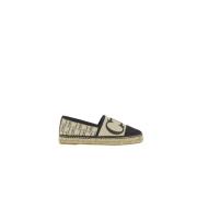 Carolina Herrera Beige och Brun Canvas Espadriller med CH Initialer Mu...