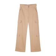 Msgm Wide Trousers Beige, Dam