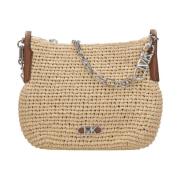 Michael Kors Beige Straw Logo Axelväska Beige, Dam