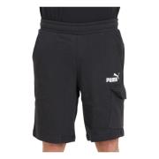 Puma Svart Logo Print Cargo Shorts Black, Herr