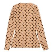 Marine Serre Long Sleeve Tops Beige, Dam