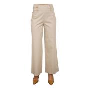 Nenette Wide Trousers Beige, Dam