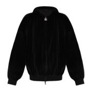 Balenciaga Velour Hoodie med logotyp Black, Dam