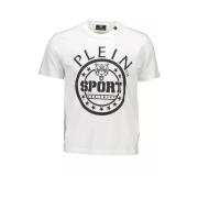 Plein Sport Vit Bomull T-Shirt med Korta ärmar och Tryck White, Herr