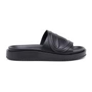 Diesel Sa-Slide D Oval - PU-slides med präglad Oval D Black, Unisex