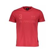 La Martina Röd Bomull T-Shirt, Kort Ärm, Crew Neck, Tryck, Logo Red, H...