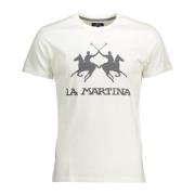 La Martina Tryckt T-shirt med rund hals White, Herr