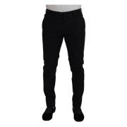 Dolce & Gabbana Svarta Bomullsformella Chinos Herrbyxor Black, Herr