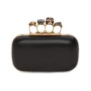 Alexander McQueen Svart Nappa Läder Knuckle Clutch Väska Black, Dam