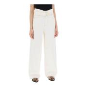 Ganni Wide Trousers White, Dam