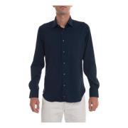 Càrrel Italiensk Hals Slim Fit Ullskjorta Blue, Herr