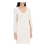 Roland Mouret Flared Sleeve U-Hals Top White, Dam