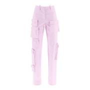 Off White Straight Trousers Pink, Dam