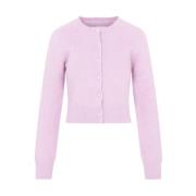 Maison Margiela Lyxig Angora Cardigan i Acid Lavander Purple, Dam