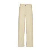 Remain Birger Christensen Randig Twill Wide Benbyxor Beige, Dam