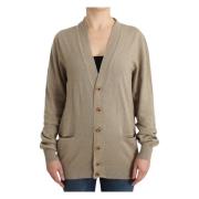 Ermanno Scervino Beige Cashmere Ull Kofta Tröja Beige, Dam