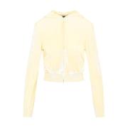 Balenciaga Kräm Fitted Zip-Up Hoodie Beige, Dam