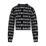 Balenciaga Ull Pullover Svart Vit Multicolor, Dam