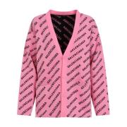 Balenciaga All-Over Cardigan i Rosa och Svart Multicolor, Dam