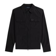 Fred Perry Herr Zip Overshirt Jacka Black, Herr