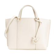 PINKO Klassisk läder shopper väska White, Dam